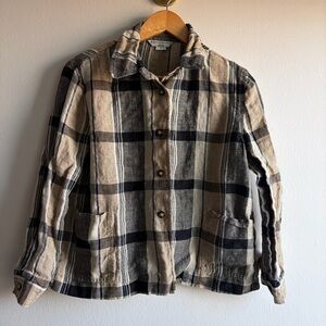 Bianca Nygard Women’s Plaid Button-Front Jacket in Beige and Black